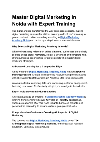 Master Digital Marketing in Noida with Expert Training