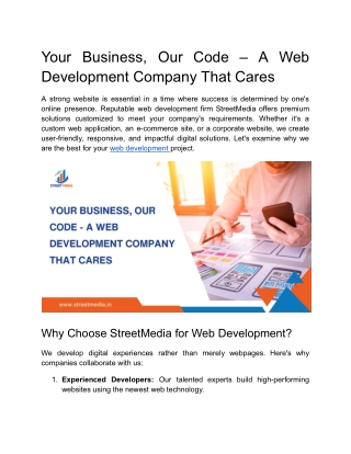 Your Business, Our Code – A Web Development Company That Cares