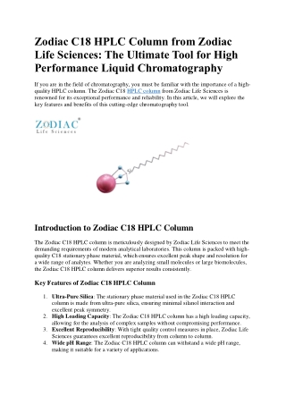 Unlock the Power of Zodiac C18 HPLC Column for Superior Chromatography Performance.pdf
