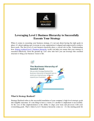 leveraging level 1 business hierarchy