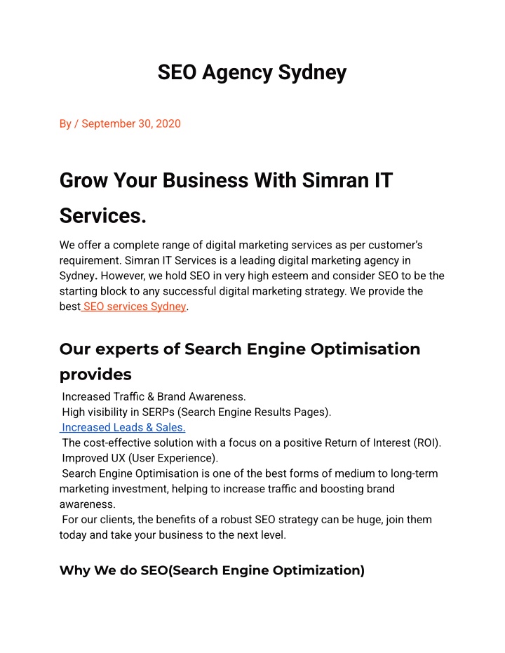 seo agency sydney