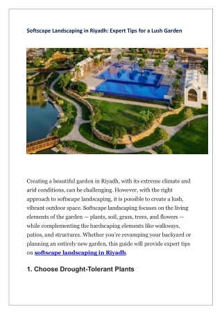 Softscape Landscaping in Riyadh- Expert Tips for a Lush Garden