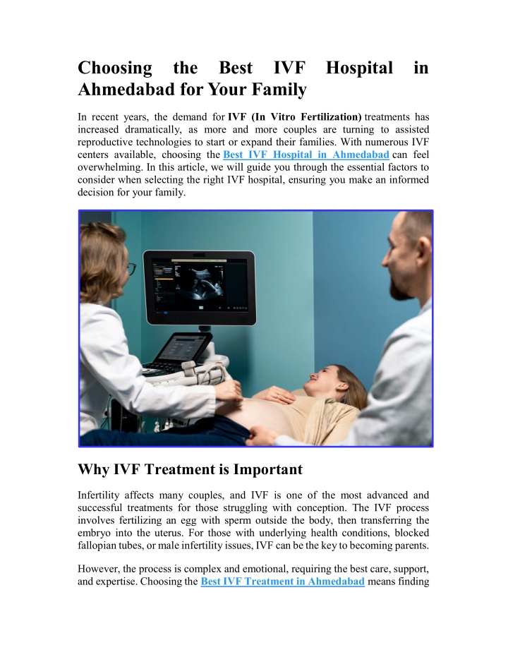 choosing the best ivf hospital in ahmedabad