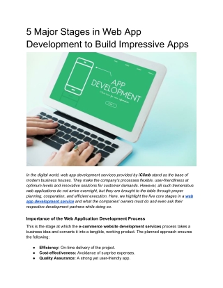 5 Major Stages in Web App Development to Build Impressive Apps