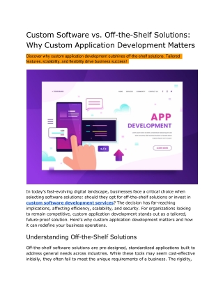 Custom Software vs. Off-Shelf Solutions - Why Custom App Development Matters