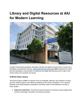 library and digital resources at aiu for modern
