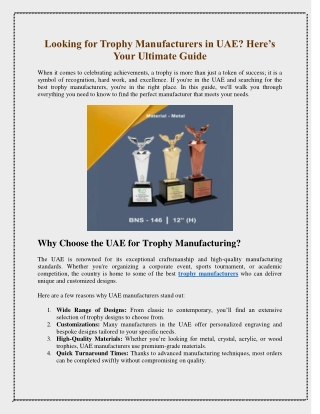 Looking for Trophy Manufacturers in UAE Here’s Your Ultimate Guide