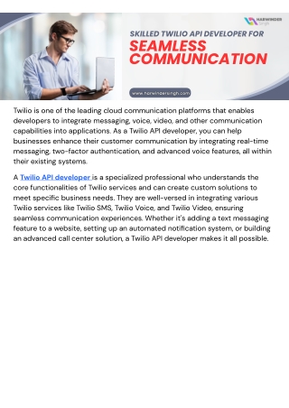 Skilled Twilio Api Developer for Seamless Communication