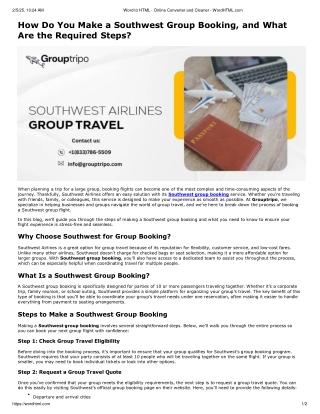 How do you make a Southwest group booking, and what are the required steps?