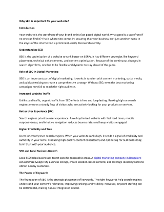 why seo is important for your web site