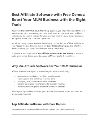 Best Affiliate Software with Free Demos