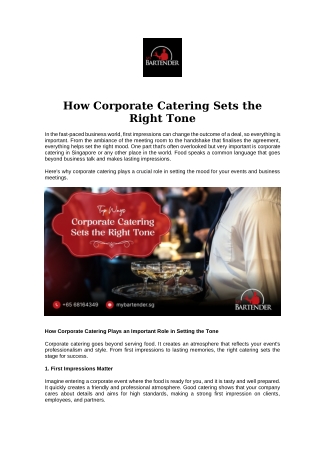 How Corporate Catering Sets the Right Tone