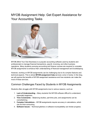MYOB Assignment Help_ Get Expert Assistance for Your Accounting Tasks