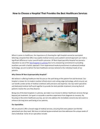 How to Choose a Hospital That Provides the Best Healthcare Services