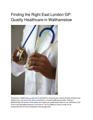 Finding the Right East London GP_ Quality Healthcare in Walthamstow