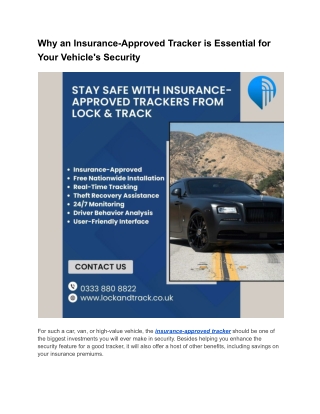 Why an Insurance-Approved Tracker is Essential for Your Vehicle's Security?