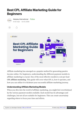 Best CPL Affiliate Marketing Guide for Beginners