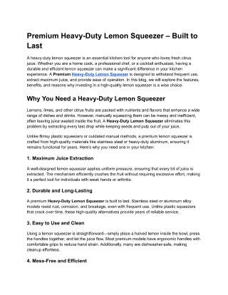 Premium Heavy-Duty Lemon Squeezer – Built to Last