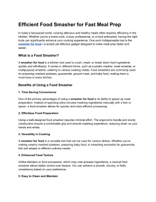 Efficient Food Smasher for Fast Meal Prep