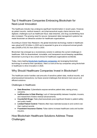 Top 5 Blockchain Healthcare Companies You Should Know in 2025