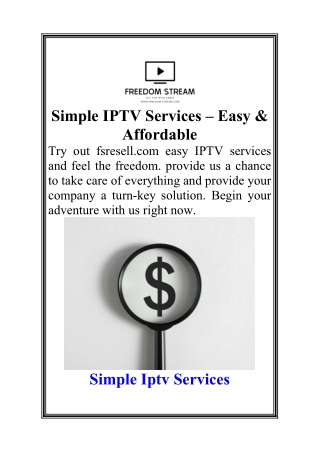 Simple IPTV Services – Easy & Affordable