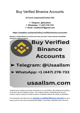 Buy Verified Binance Accounts