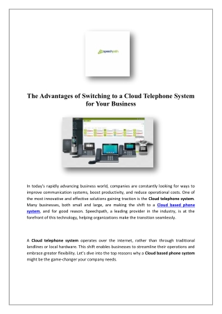 the advantages of switching to a cloud telephone