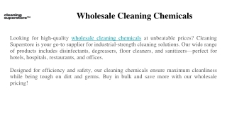 Wholesale Cleaning Chemicals