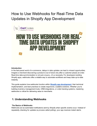 How to Use Webhooks for Real-Time Data Updates in Shopify App Development