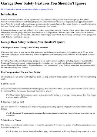 Garage Door Safety Features You Shouldn't Ignore