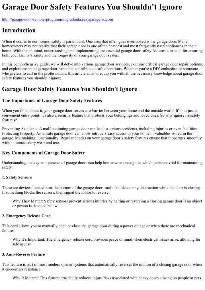 garage door safety features you shouldn t ignore