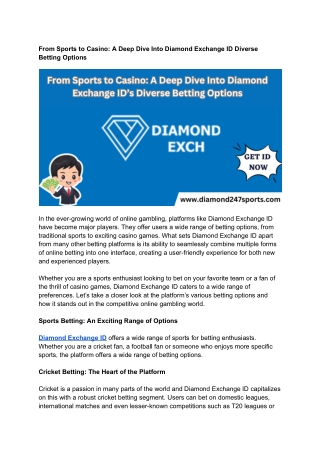 From Sports to Casino_ A Deep Dive Into Diamond Exchange ID’s Diverse Betting Options