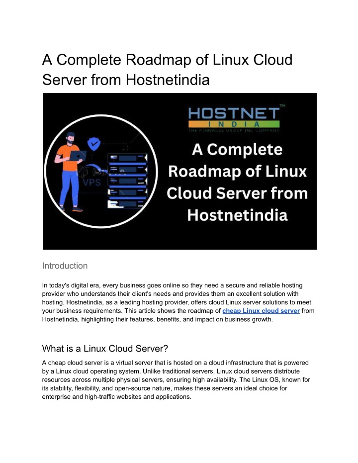 a complete roadmap of linux cloud server from