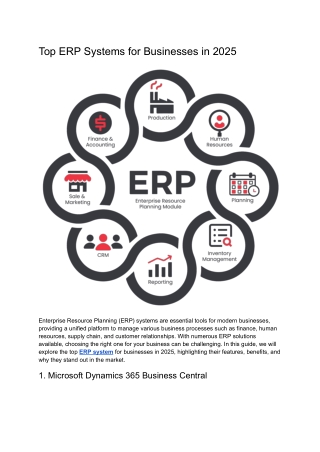 Top ERP Systems for Businesses in 2025