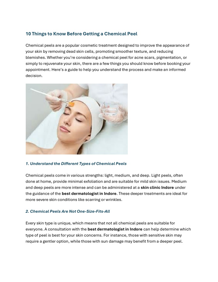 10 things to know before getting a chemical peel