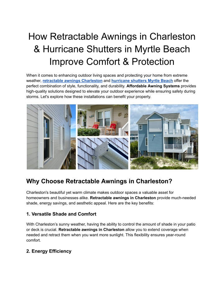 how retractable awnings in charleston hurricane