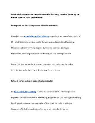 Wie finde ich den besten Immobilienmakler Salzburg, um eine Wohnung zu kaufen od