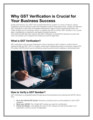 Why GST Verification is Crucial for Your Business Success