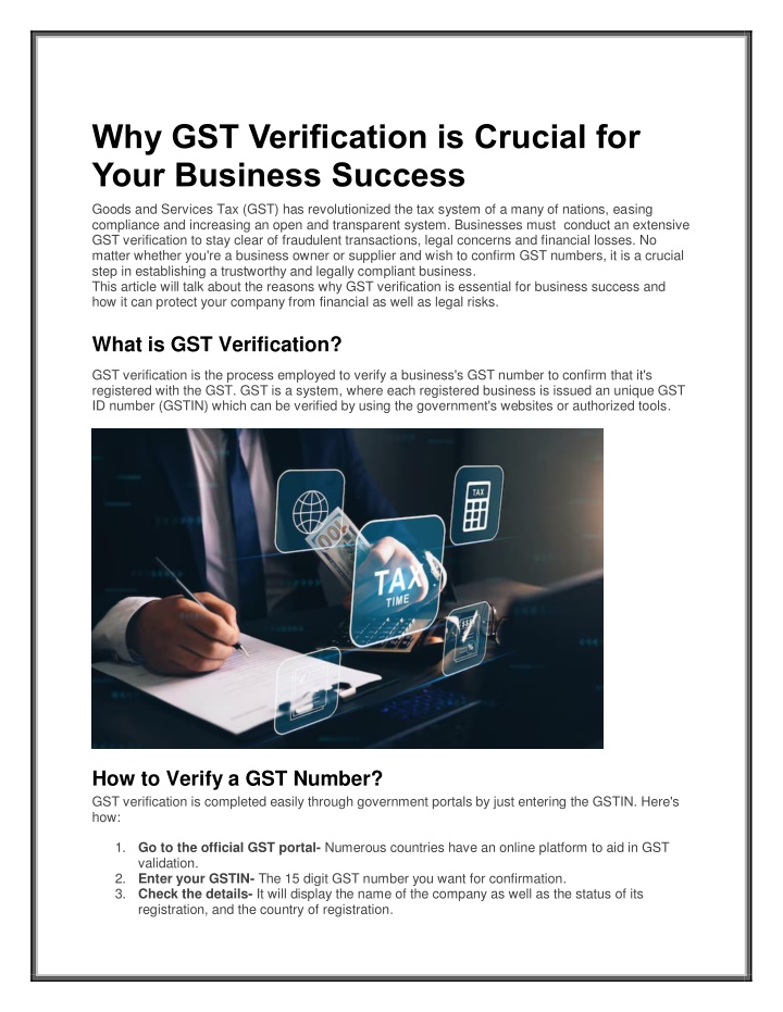 why gst verification is crucial for your business