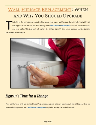 Wall Furnace Replacement When and Why You Should Upgrade