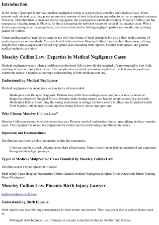 Moseley Collins Law: Expertise in Medical Negligence Cases