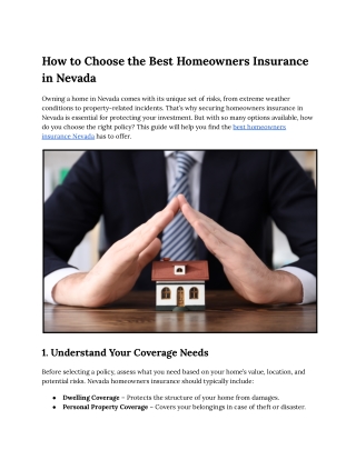 How to Choose the Best Homeowners Insurance in Nevada