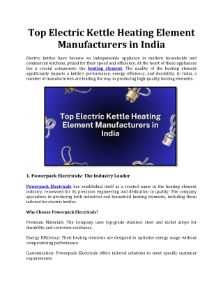 Top Electric Kettle Heating Element Manufacturers in India