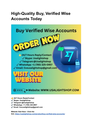 High-Quality Buy, Verified Wise Accounts Today