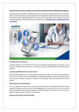 Practical Tips on How to Figure out the Best Facebook Online Advertising Company