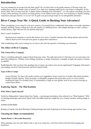 “River Camps Near Me: A Quick Guide to Booking Your Adventure!”