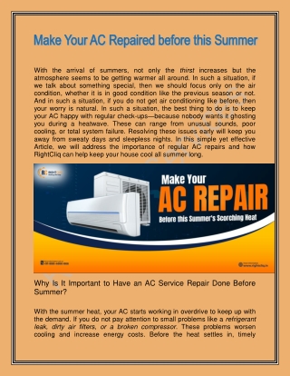 Make Your AC Repaired before this Summer