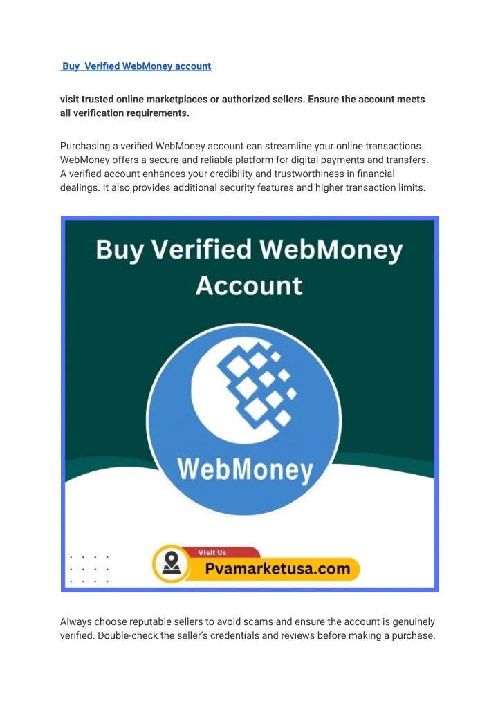 buy verified webmoney account