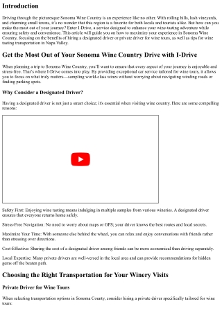 Get the Most Out of Your Sonoma Wine Country Drive with I-Drive