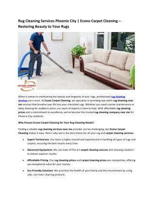 Rug Cleaning Services Phoenix City | Econo Carpet Cleaning